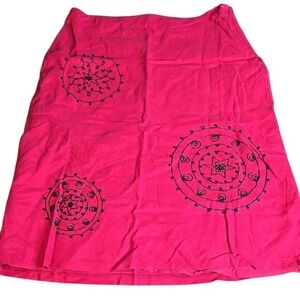 Richard Malcolm Linen Blend Embroidered Skirt, Red/Black, Women's Size‎ 8
